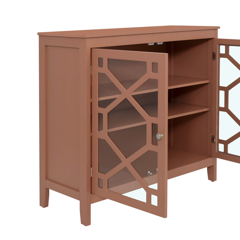Fiama 38" Three Shelf Accent Cabinet with Two Glass Doors, Terracotta