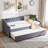 Velvet Daybed with Trundle, USB Port & Side Pockets | Button Tufted Back, Waved Arms with Piping | Space‑Saving Sofa Bed for Bedroom, Guest Room, or Living Room-1079114286