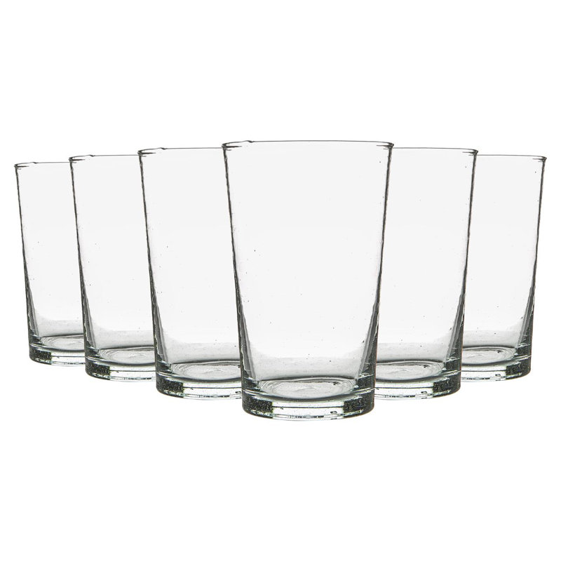 Nicola Spring - 325ml Meknes Highball Glasses - Set of 6 Hand-Blown Recycled Glassware, Transparent