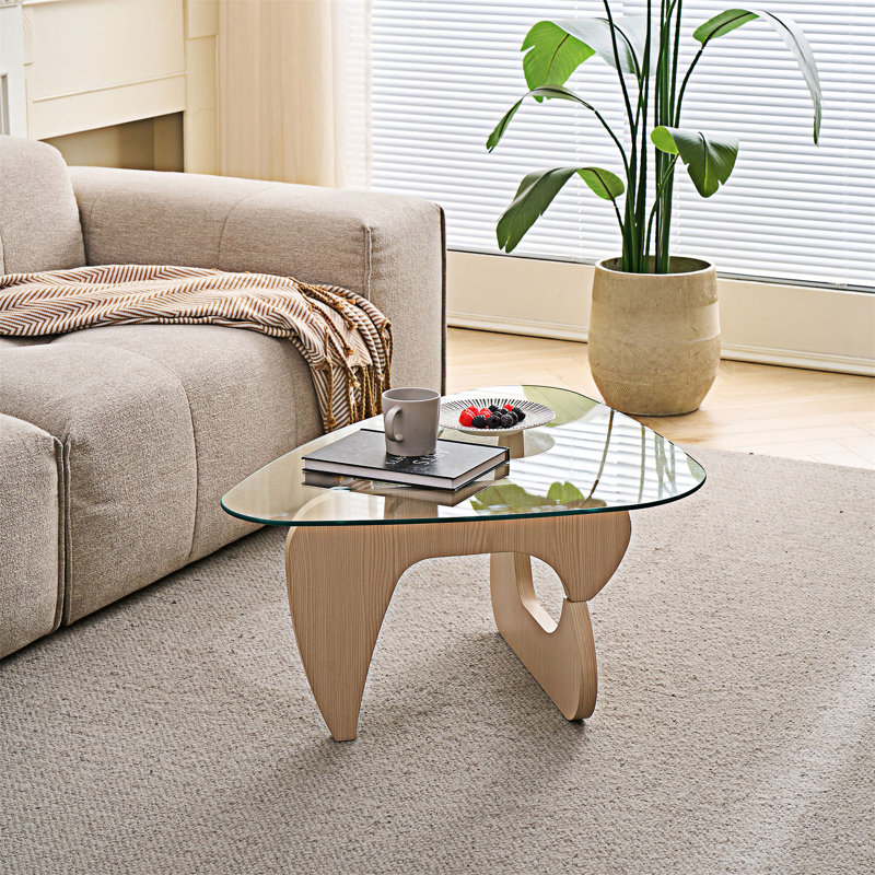 Table basse avec plateau en verre, Transparent / naturel
