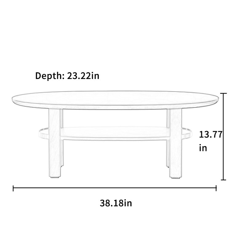 Table basse ovale avec détails en métal, Burlywood