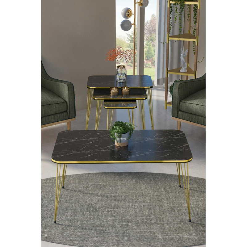 Tania 35 cm W Console Table, Black Marble