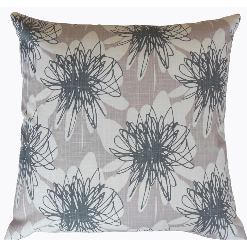 Coussin en coton Silva, Hauteur (18 po) x largeur (18 po), Gris / noir