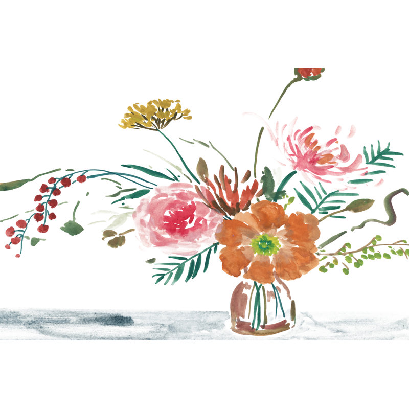 Celebration Bouquet II by Melissa Wang - Wrapped Canvas Painting Print, 30cm H x 46cm W, Black Floater Framed