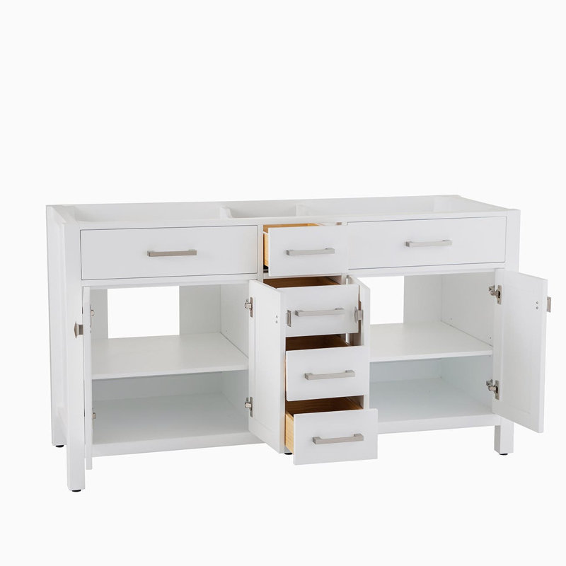 Ensemble de meuble-lavabo double 60 po, Blanc