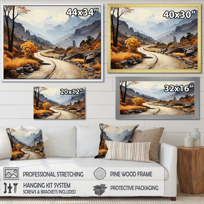 Route sinueuse Thorugh Mountain I, Cadre doré simple, H 24 po x l 32 po x P 1 po