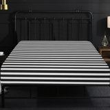 Fitted Sheet Only, Brushed Microfiber Striped Fitted Sheet, Black and White - NTBAY