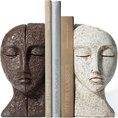 The Tranquil Faces Heavy Duty Bookends Set of 2 Unique Aesthetic Decor
