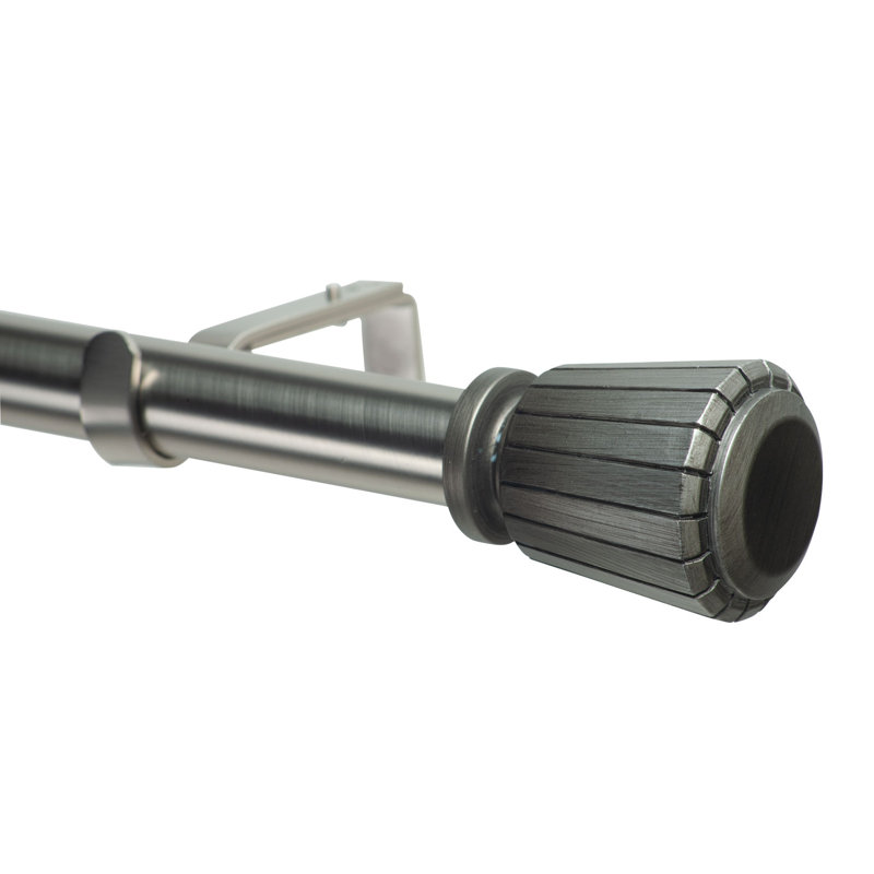 Tringle à rideaux simple 1,125 po Clower, H 3,5 po x l 120 po x P 5,25 po, Argent antique