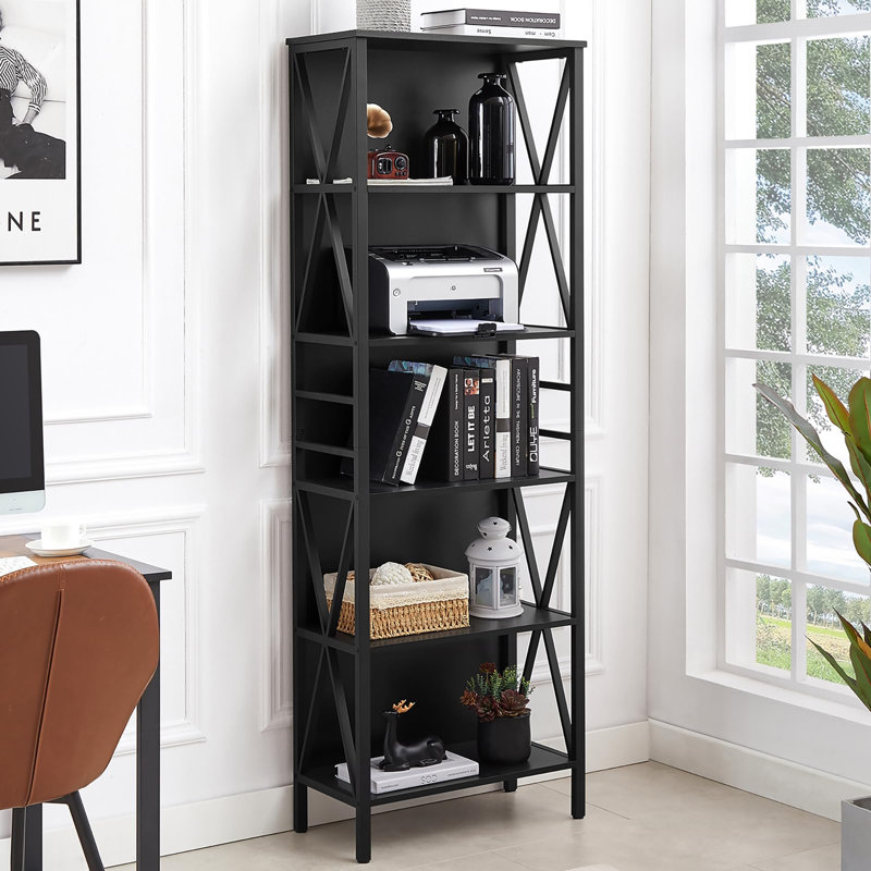 Bibliothèque autoportante 6 niveaux, (7 tablettes) H 71 po x l 23,6 po x P 11,8 po, Noir