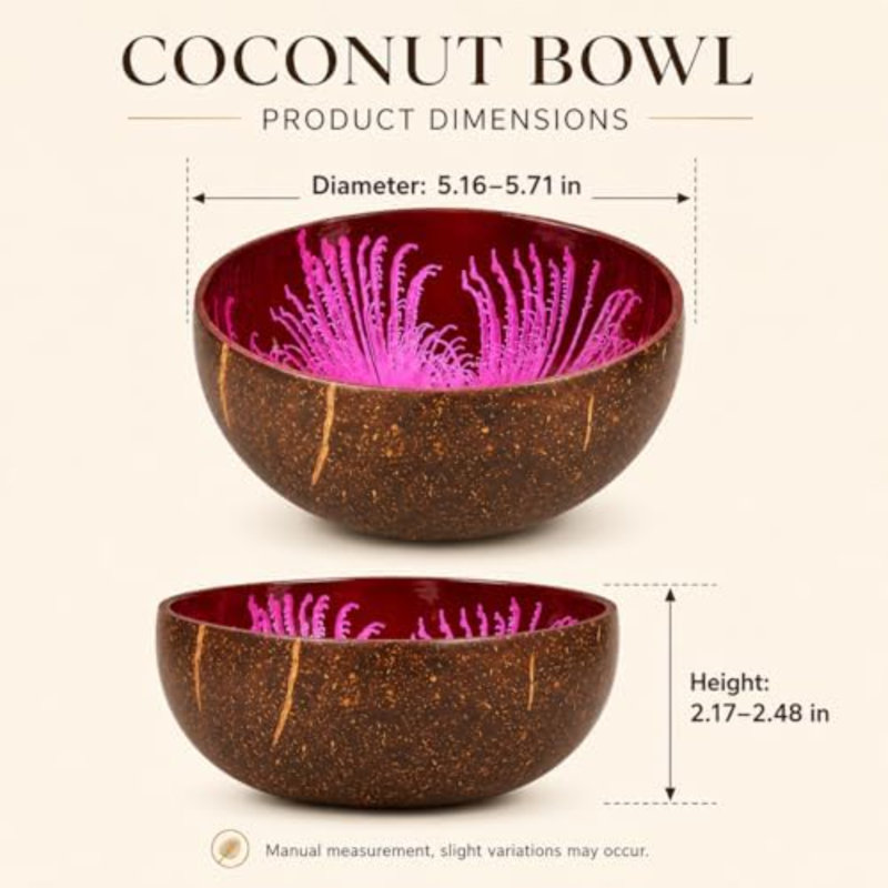 Natural Natural Coconut Bowl, Pink