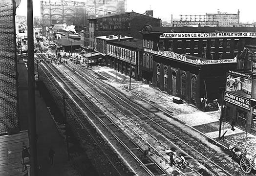 Philadelphia rail tracks-reproduction de photo, H 24 po x l 36 po x P 1,5 po