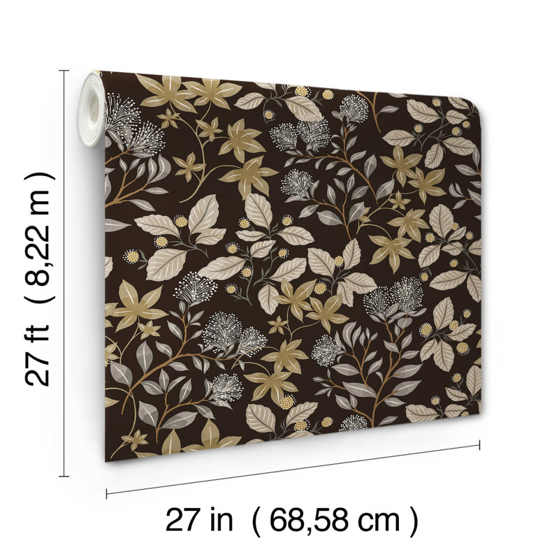 Mildred Black Botanical Trail Wallpaper, Black