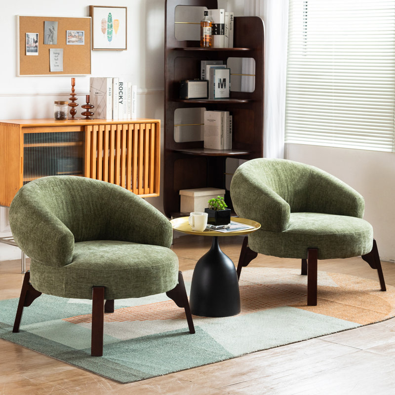 Debbera 25.98'' Upholstered Velvet Accent Chairs, Green Velvet