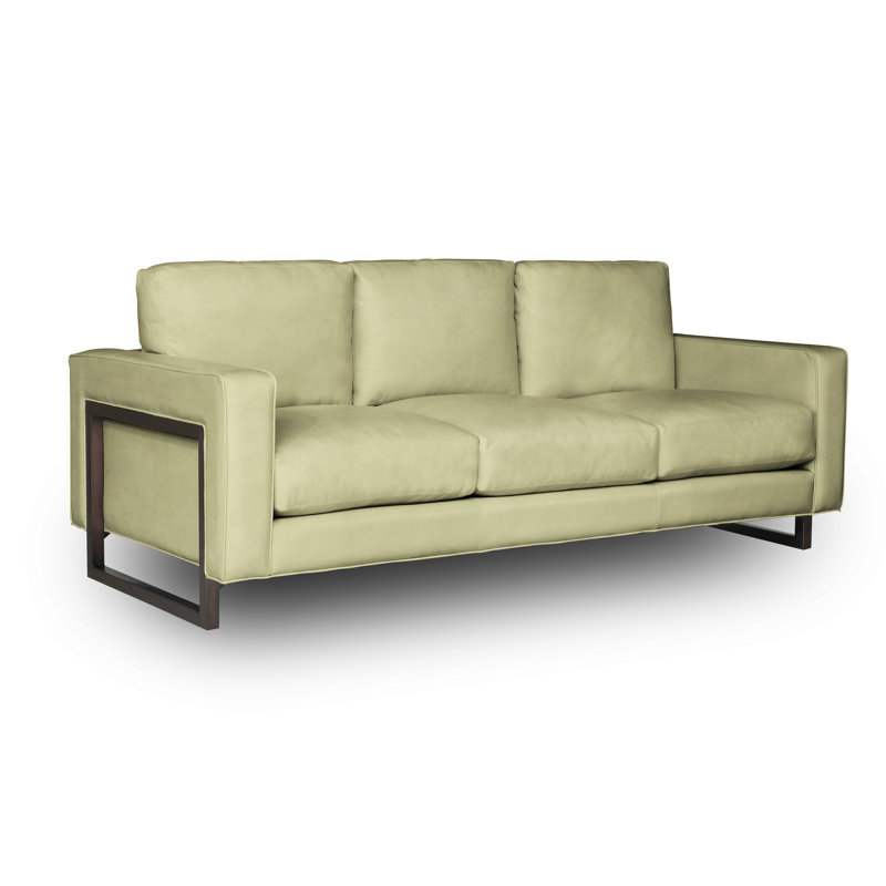Penelope Leather Sofa, Ivory (Cartier), Satin Dark Bronze