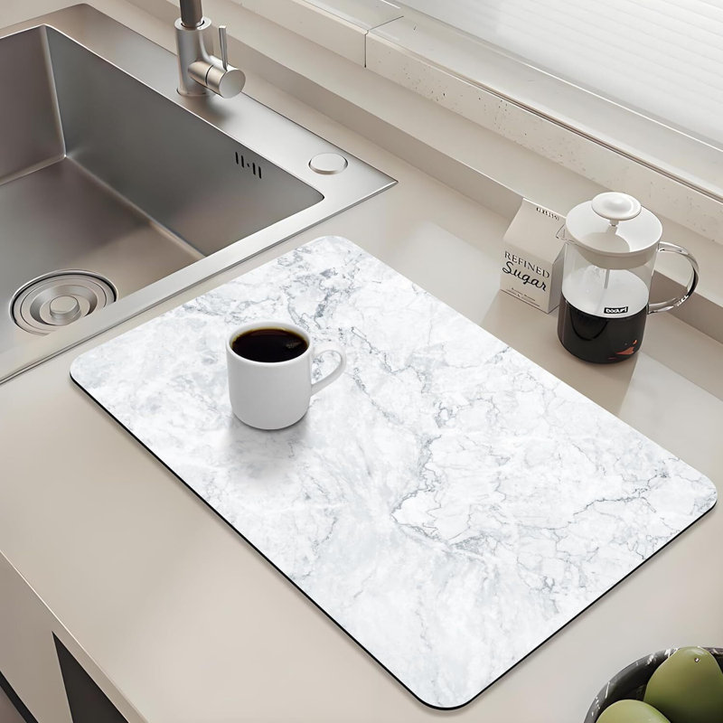Tapis de séchage de vaisselle pour comptoir de cuisine avec envers en caoutchouc antidérapant, tapis de comptoir de cuisine