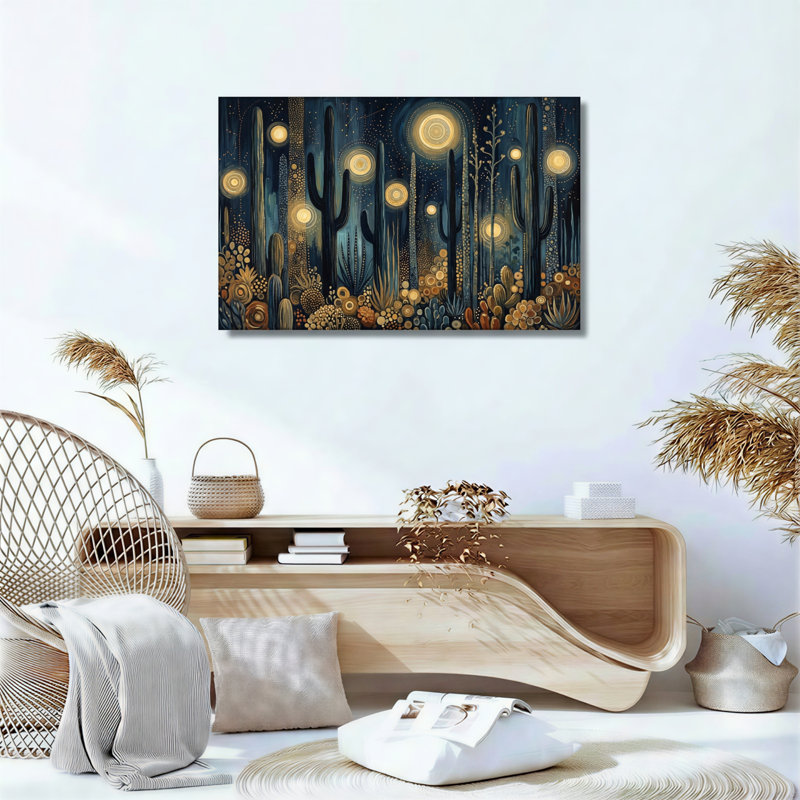 Ensemble de 1 tableau sur toile « Nuit dans le désert », 32"H x 48"W, Wrapped Canvas