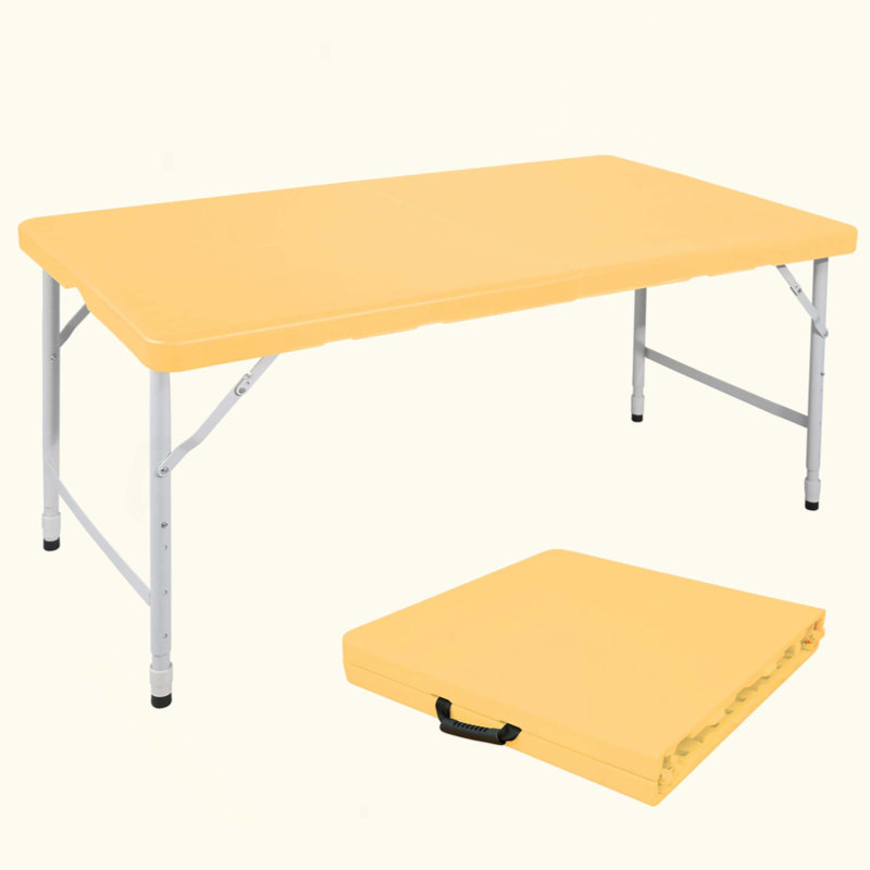 Table pliante portative, poids pliable, intérieur et extérieur, poids maximum 135 kg, Jaune clair