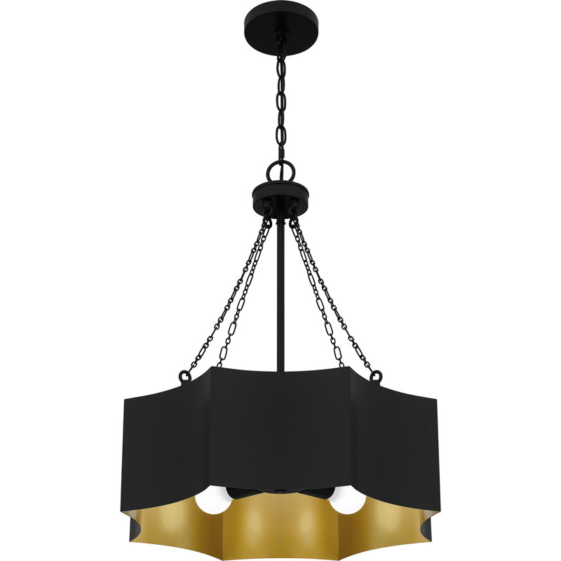 Luminaire suspendu noir mat 4 lumières Surrayah