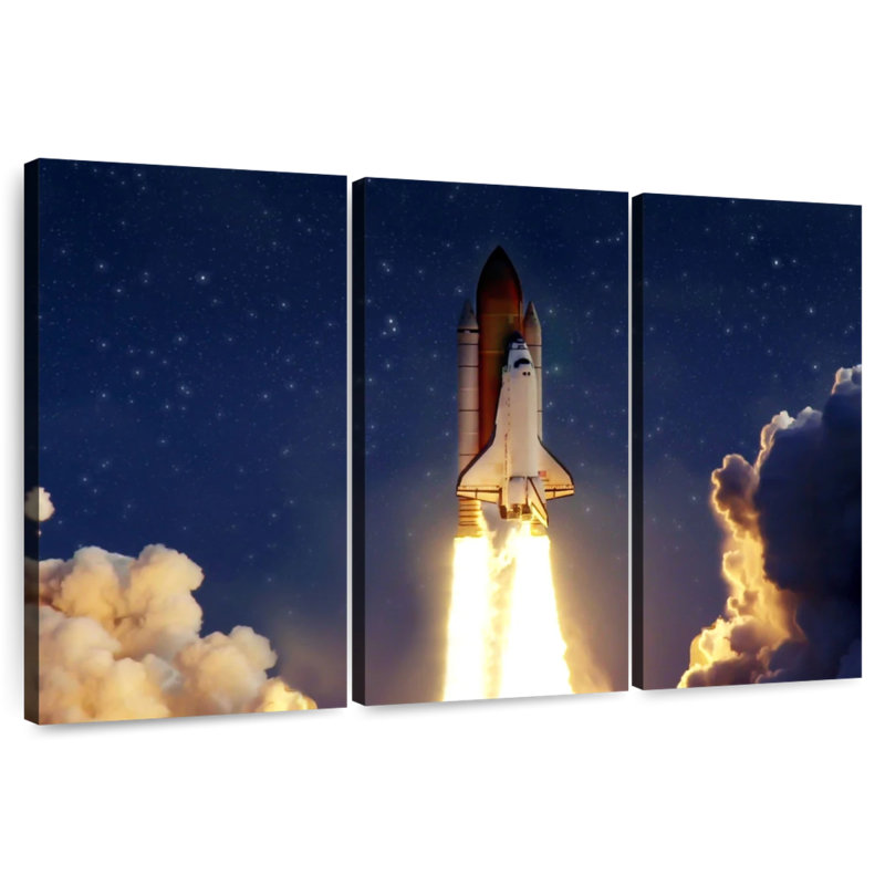 'Rocket Launching Through Clouds, 28" H x 45" W