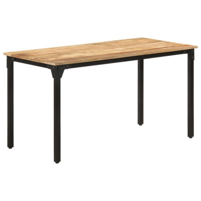 Derion Solid Wood Top Metal Base Dining Table