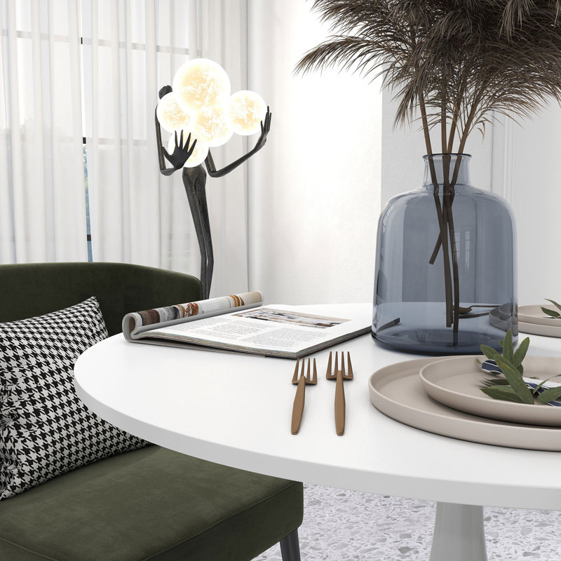 Brannock Round Metal Base Dining Table, White