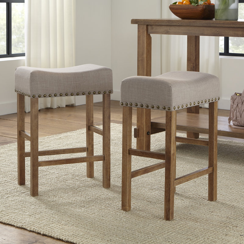 Hendina Upholstered Counter Stool with Solid Wood Frame
