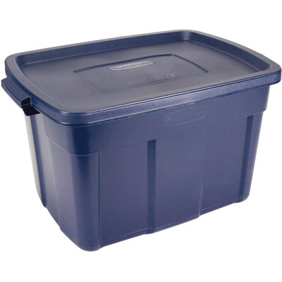 Rubbermaid Roughneck Totes, 25 Gallon, 4 Pack, Dark Indigo Metallic
