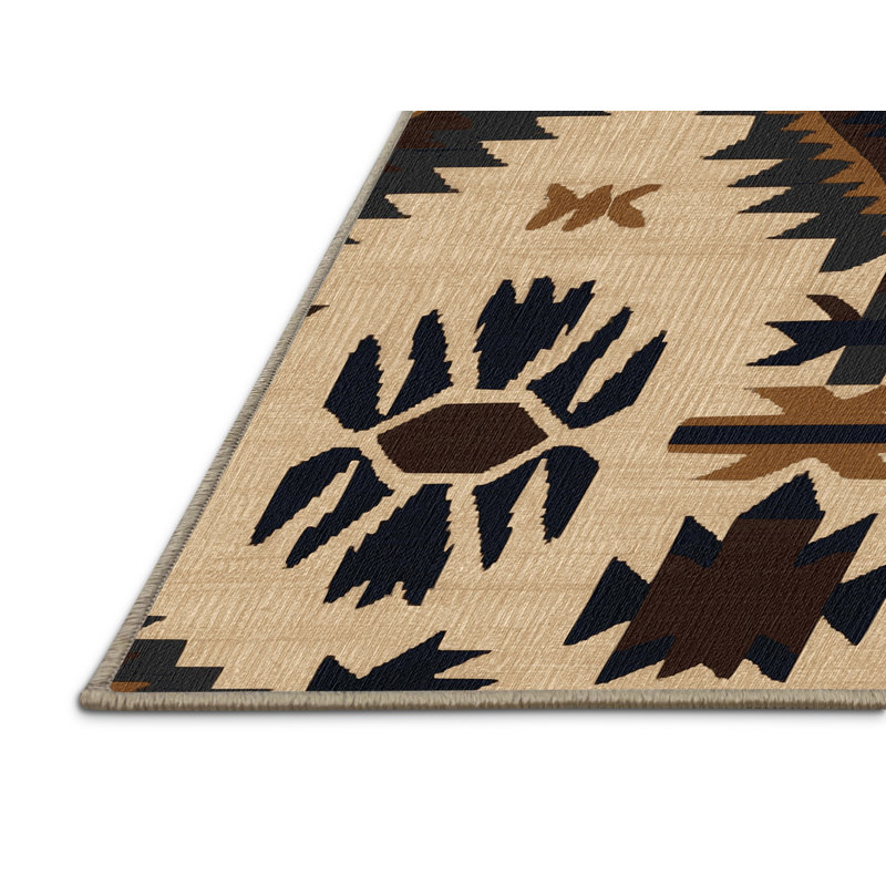 Tapis lavable Coyote Tracks Southwestern, Rectangle 4pi x 6 pi