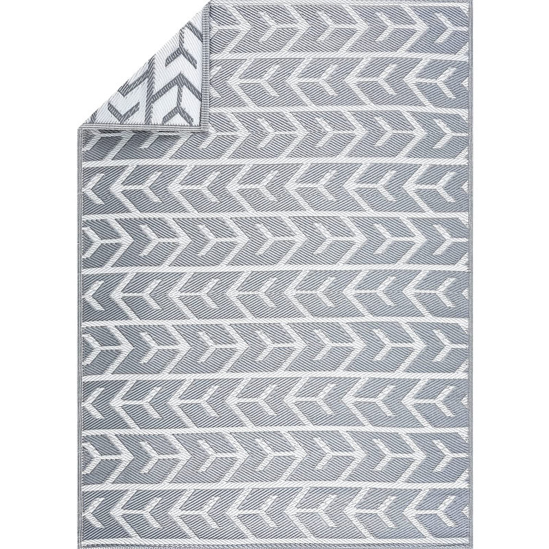 Tapis intérieur / extérieur gris / blanc Allistir, Rectangle 4 pi x 6 pi
