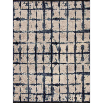 Tapis rectangulaire en laine Shibori