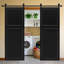 Double 2 panneaux modernes de 84 po x 36 po Porte de grange coulissante en bois de noyer noir avec ensemble de quincaillerie-131196831-131199590-131199646
