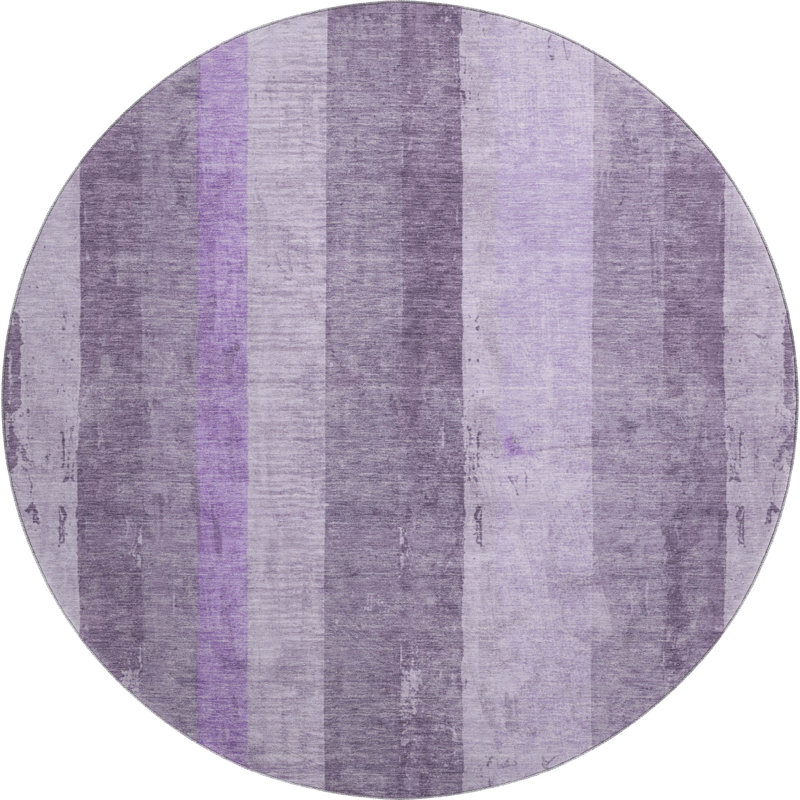 Premium Machine Washable Mayfield AMF1689 Stripes Rug, Round 8'