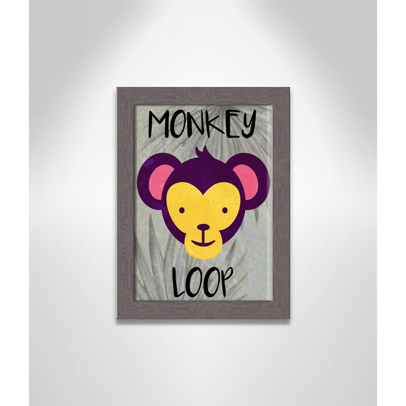 «Monkey Loop», impression sur papier, H 14 po x l 10 po x P 0,6 po, Encadré plat à grain de bois gris