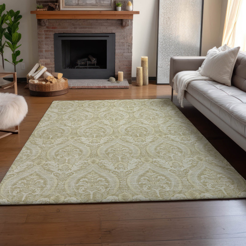 Premium Machine Washable Cerrito AMF572 Beige Rug, Rectangle 2'6" x 3'10"