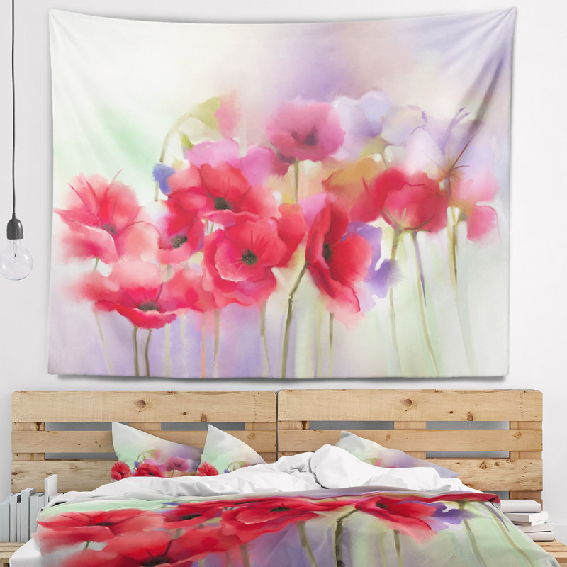 Tapisserie de peinture à fleurs aquarelle, H 32 po x l 39 po