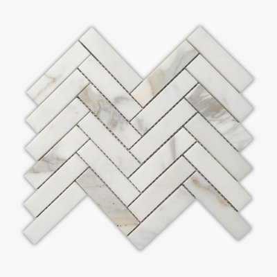Calacatta Honed 1X4 Herringbone Marble Mosaic