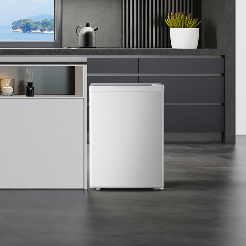  2.1 Cu.ft Ultra-Compact Upright Freezer - Reversible Single Door, Removable Shelves, Adjustable Thermostat, Black (Perfect for Home/Kitchen/Office)