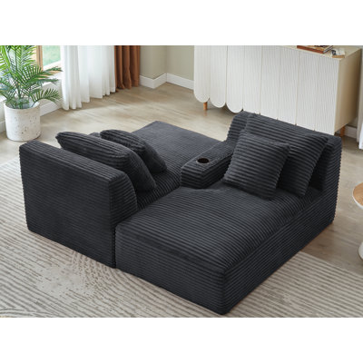 Chaise longue double en velours côtelé