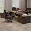 Bureau de direction brun en L en bois massif avec 3 tiroirs-117867041-117867046