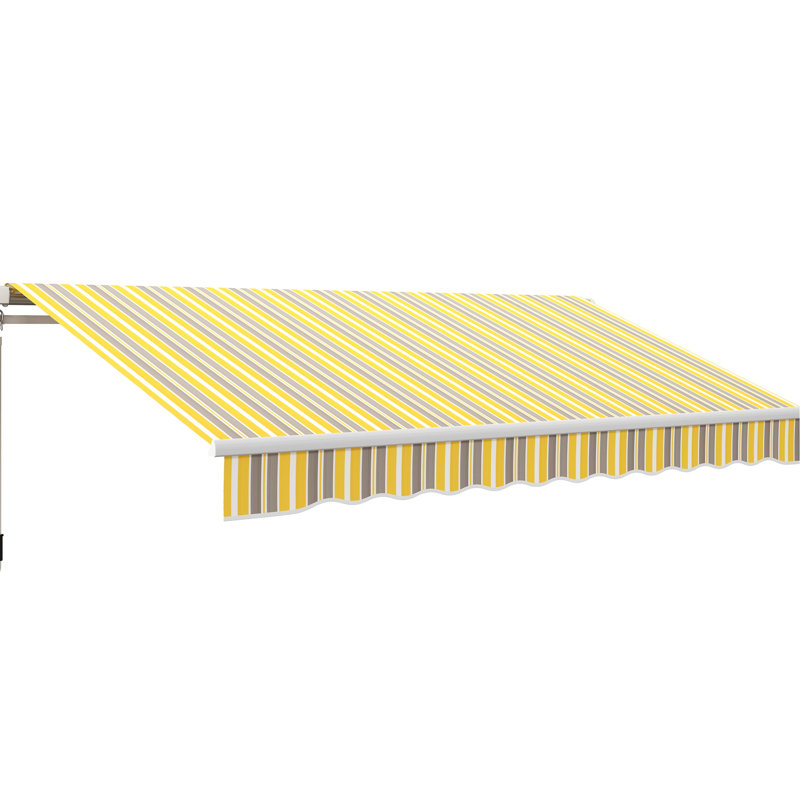 Auvent rétractable 12 pi x 10 pi. Abat-jour de patio avec manivelle. 280G / M² et tissu aqueux, aluminium. Pont terrasse. Jaune 10 pi rétractable. Manivelle. Tissu. Cadre en aluminium pour terrasse, balcon