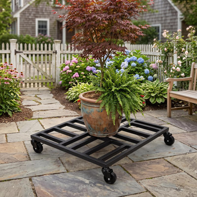 Support à plantes roulant de 56 cm avec roulettes – Support robuste pouvant supporter jusqu'à 272 kg, roulettes verrouillables pour grands pots, ensemble de 2