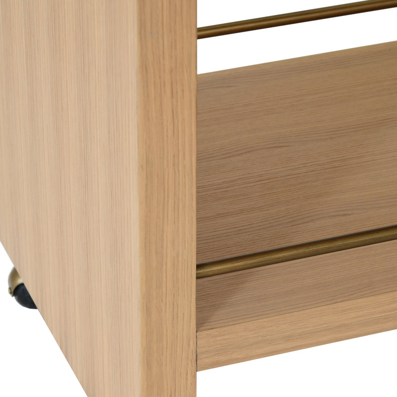 Myer Solid Wood Bar Cart, Natural Oak