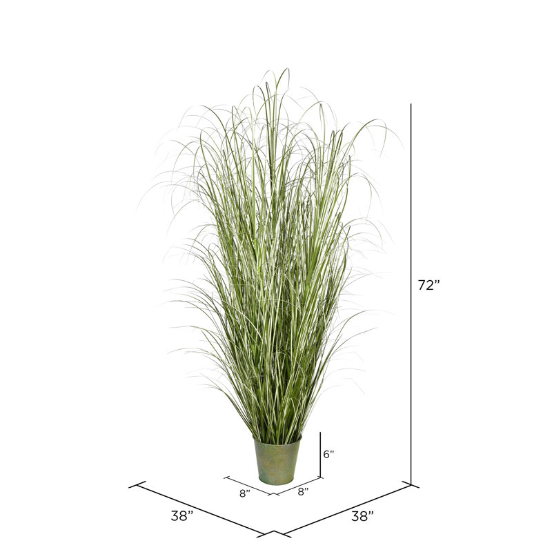 Herbe verte artificielle en pot., H 72 po x l 38 po x P 38 po