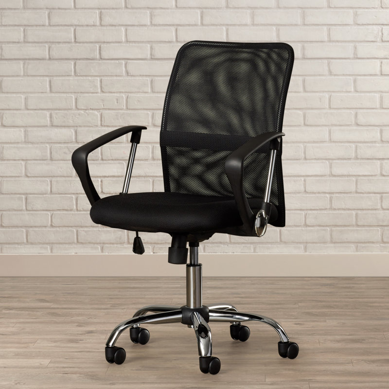 Mid-Back Black Mesh Swivel Task Chair with Chrome Base