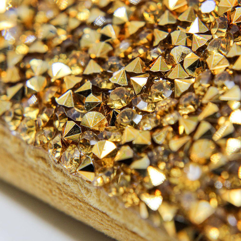 Gold Velvet Rhinestone Oversize Lumbar Throw Pillow