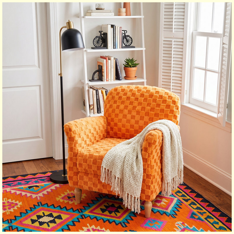 Fauteuil d'appoint en velours côtelé, Polyester orange