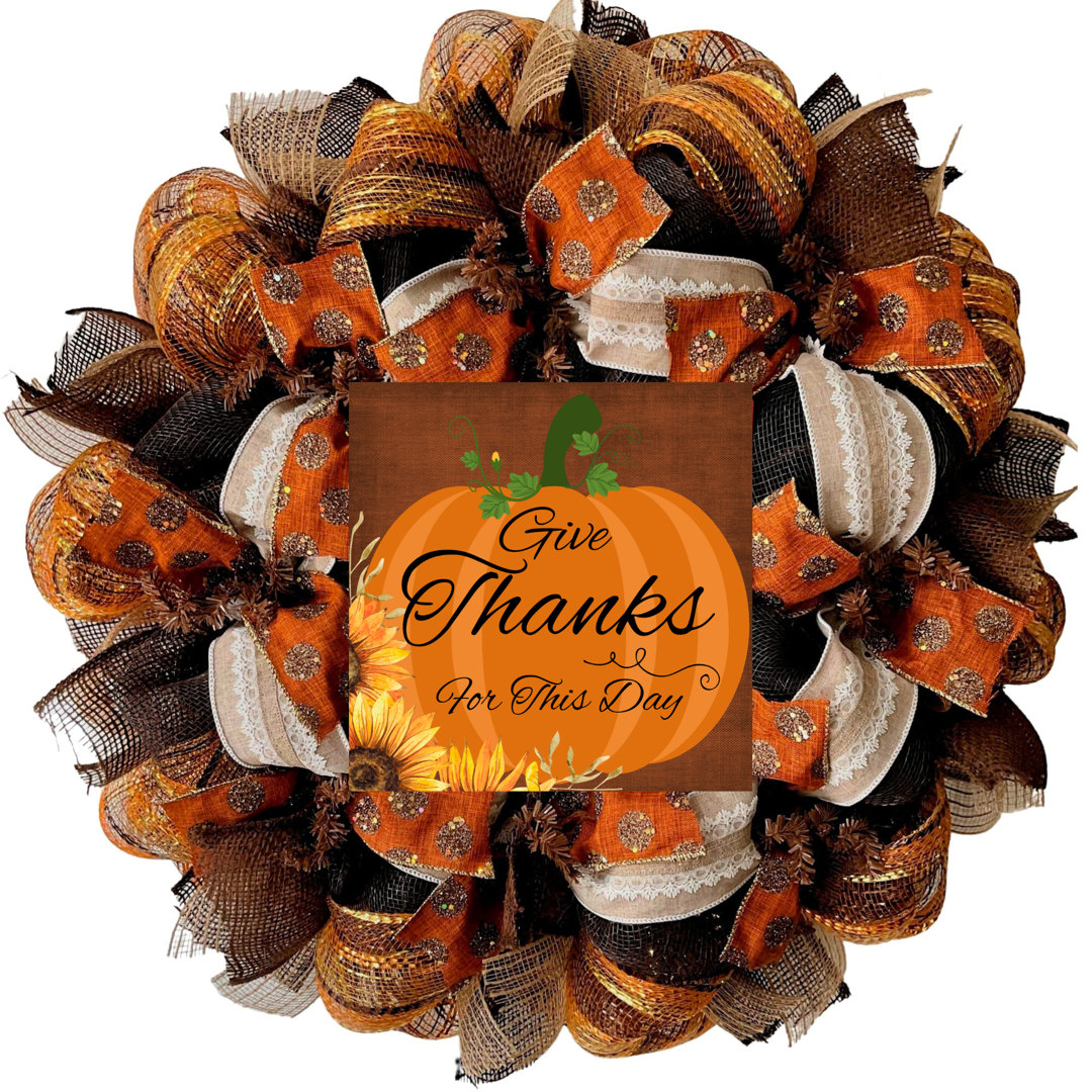 Thanksgiving Wreath Give Thanks to this Day The Holiday Aisle®