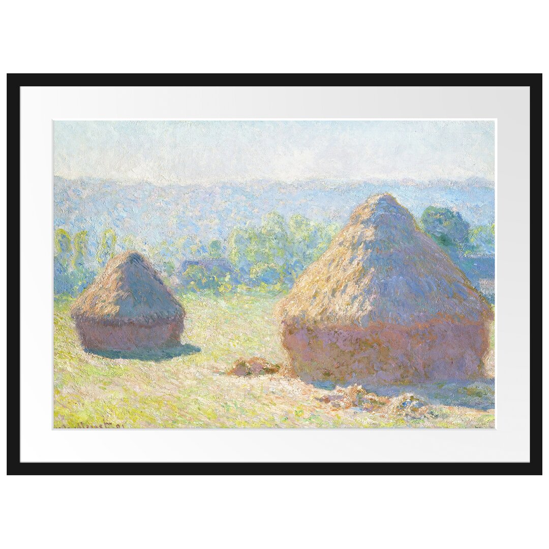 Gerahmter Kunstdruck Haystack Summer End von Claude Monet