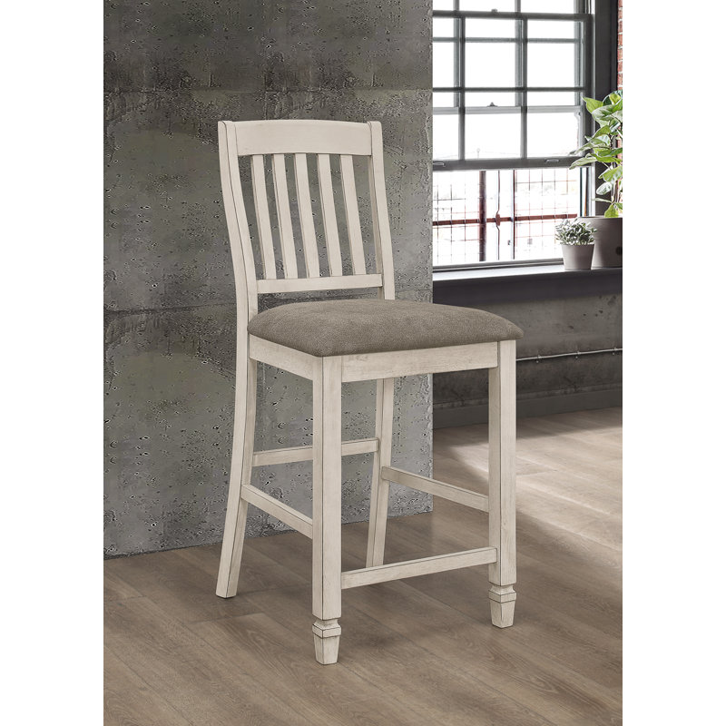 Aleksi Wood Counter Chair Rustic Cream